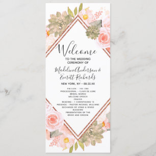 Programa de Cerimônia de Casamento Dourado Peach F