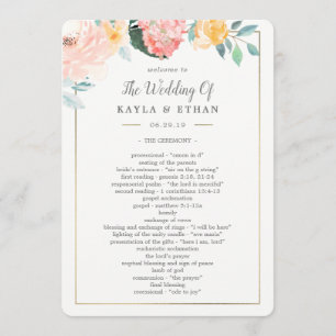 Programa de Cerimônia de Casamento Duplo Floral Co