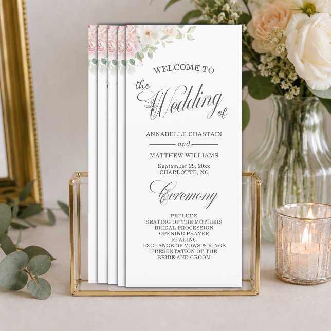 Programa de Cerimônia de Casamento Elegante com Ro (Criador carregado)