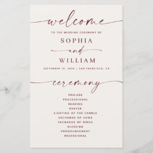 Programa de Cerimônia de Casamento Elegante e Sofi