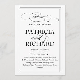 Programa de Cerimônia de Casamento Elegante em Let