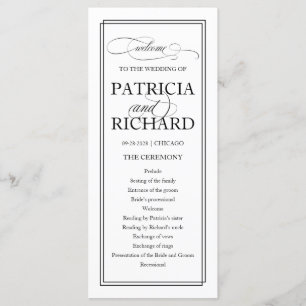 Programa de Cerimônia de Casamento Elegante Fonte