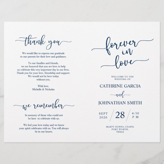 Programa de Cerimônia de Casamento, Elegante Marin (Frente)