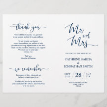 Programa de Cerimônia de Casamento, Elegante Marin