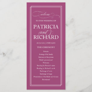 Programa de Cerimónia de Casamento Elegante Pink C