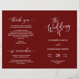 Programa de Cerimônia de Casamento, Elegante Scrip