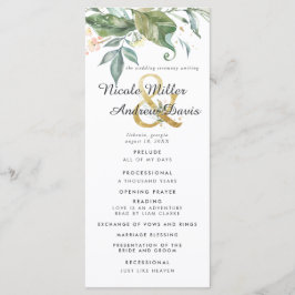 Programa de Cerimônia de Casamento Elegante Verde