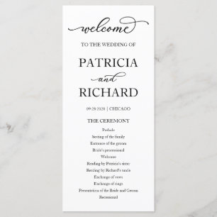 Programa de Cerimônia de Casamento em Letra Chic