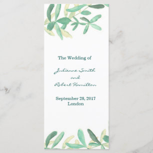 Programa de Cerimônia de Casamento em Verde Modern