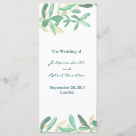 Programa de Cerimônia de Casamento em Verde Modern