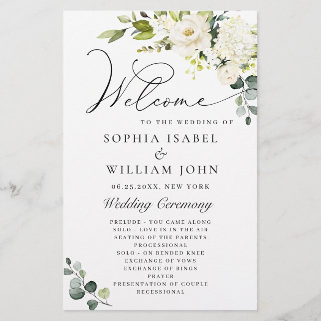 Programa de Cerimônia de Casamento Eucalyptus de R (Frente)