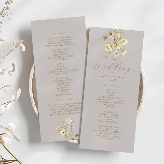 Programa de Cerimônia de Casamento Floral Boho Out (Criador carregado)