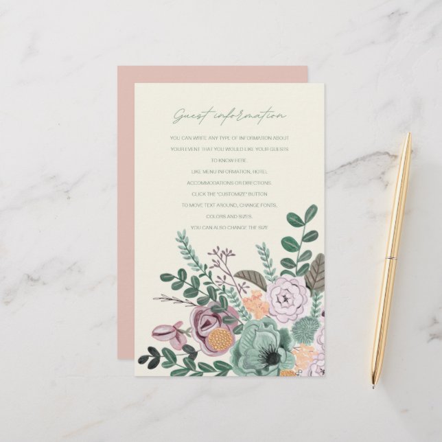 Programa de Cerimônia de Casamento Floral Boho Ver (Frente/Verso In Situ)