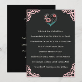 Programa de Cerimônia de Casamento Floral Coração
