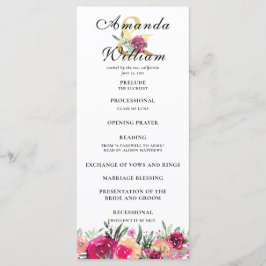 Programa de Cerimônia de Casamento Floral de Cor F