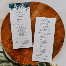 Programa de Cerimônia de Casamento Floral de marin
