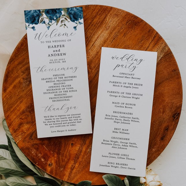 Programa de Cerimônia de Casamento Floral de marin (Criador carregado)