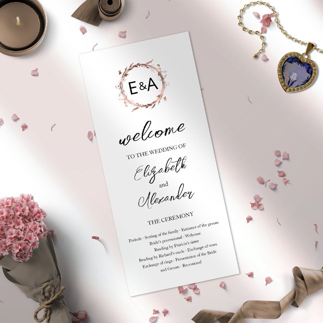 Programa de Cerimônia de Casamento Floral do Monog (Criador carregado)