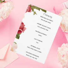 Programa de Cerimônia de Casamento Floral em Aquar