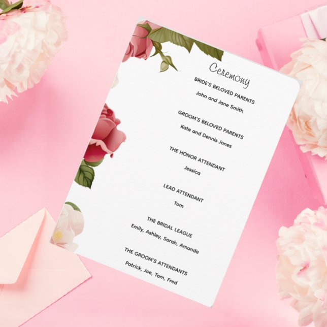 Programa de Cerimônia de Casamento Floral em Aquar (Criador carregado)