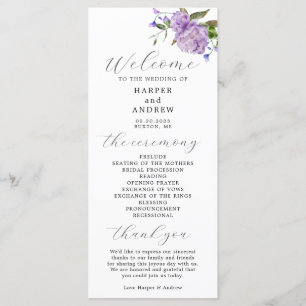 Programa de Cerimônia de Casamento Floral em Púrpu