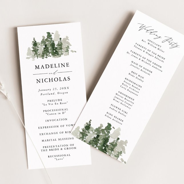 Programa de Cerimônia de Casamento Floresta de Pin (Criador carregado)