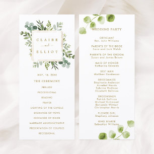 Programa de Cerimônia de Casamento Folhagem Botâni