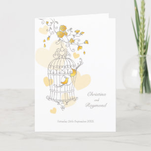 Programa de cerimônia de casamento gaiola de pássa