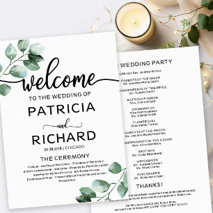 Programa de Cerimônia de Casamento Greenery