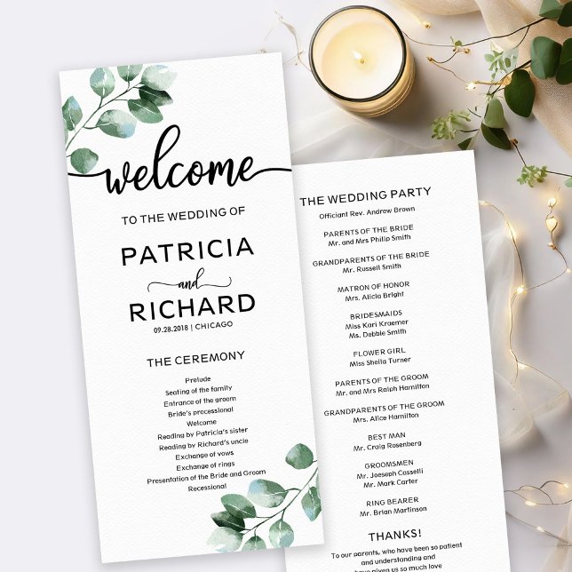 Programa de Cerimônia de Casamento Greenery (Criador carregado)