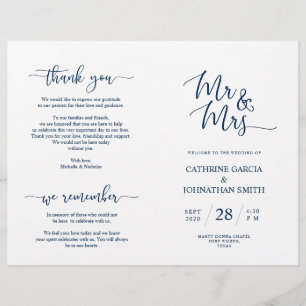 Programa de Cerimônia de Casamento, Marinho Azul
