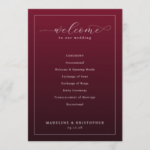 Programa de Cerimônia de Casamento Marrom Elegante