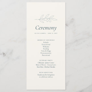 Programa de Cerimônia de Casamento Minimalista Oli
