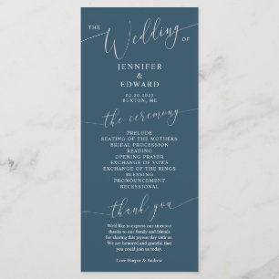 Programa de Cerimônia de Casamento Mínimo Teal