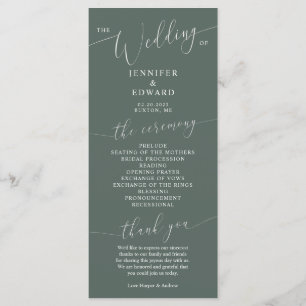 Programa de Cerimônia de Casamento Mínimo Verde