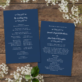 Programa de Cerimônia de Casamento Moderno Azul Ma