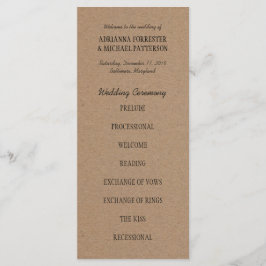 Programa de Cerimônia de Casamento | Papel Kraft