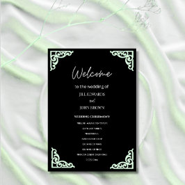 Programa de Cerimônia de Casamento Preto Canto Ver