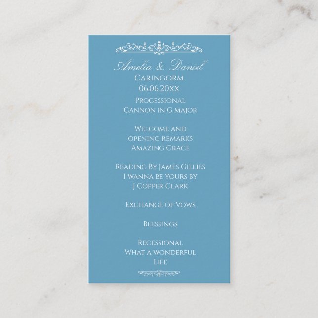 Programa de Cerimônia de Casamento Regency Blue (Frente)