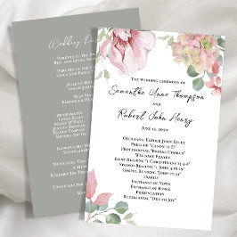 Programa de Cerimônia de Casamento Rosa Floral