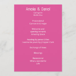 Programa de Cerimônia de Casamento Rosa Framboesa