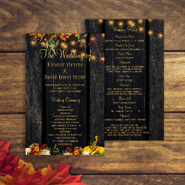 Programa de cerimônia de casamento rústico de outo
