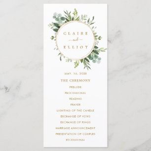 Programa de Cerimônia de Casamento Verde Dourado B