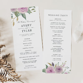 Programa de Cerimônia de Casamento Violet & Sage