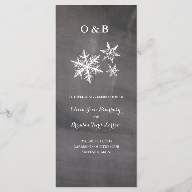 Programa de Cerimônia de Chalkboar, Flocos de Neve (Frente)