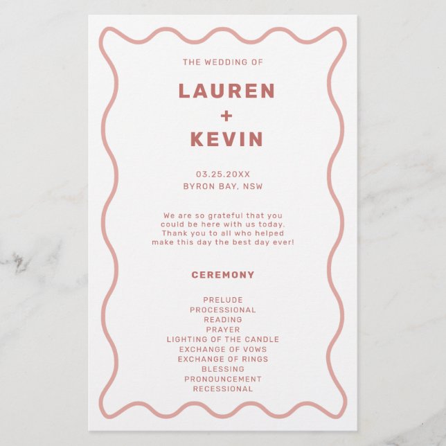 Programa de Cerimônia de Fronteira Branca e Rosa (Frente)