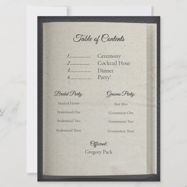 Programa de Cerimônia de mesa de Conteúdo (Frente)