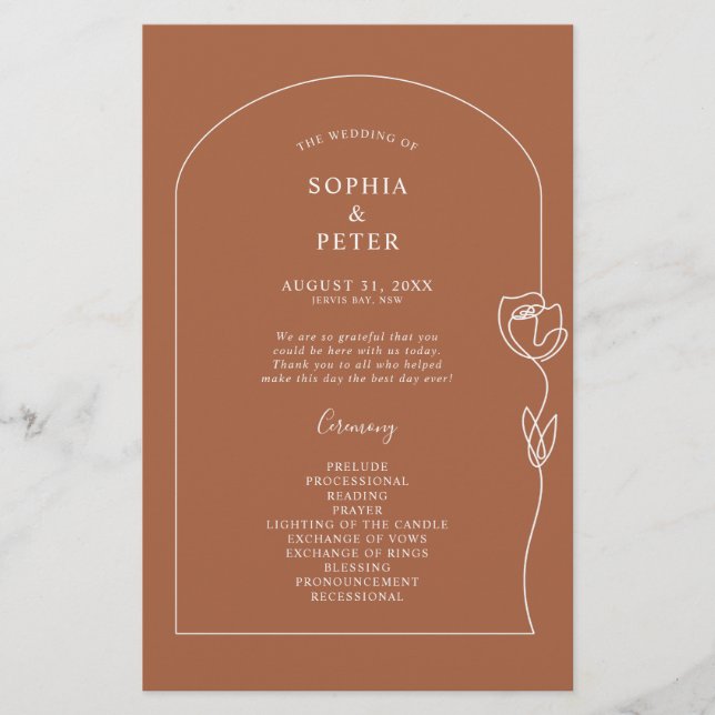 Programa de Cerimônia de Rosa de Linha Whimsical (Frente)