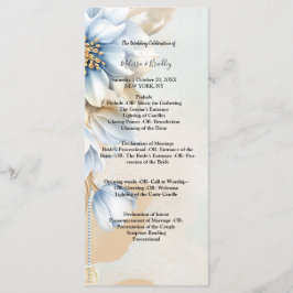 Programa de cerimônia floral azul vintage