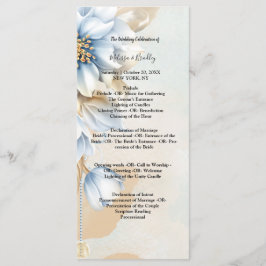 Programa de cerimônia floral azul vintage